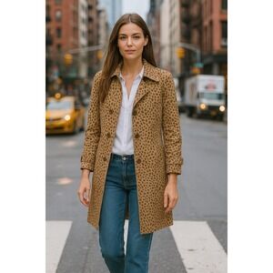 KAKO NOS Vintage Burnout Velvet Leopard Print Trench Women's Animal Print Jacket